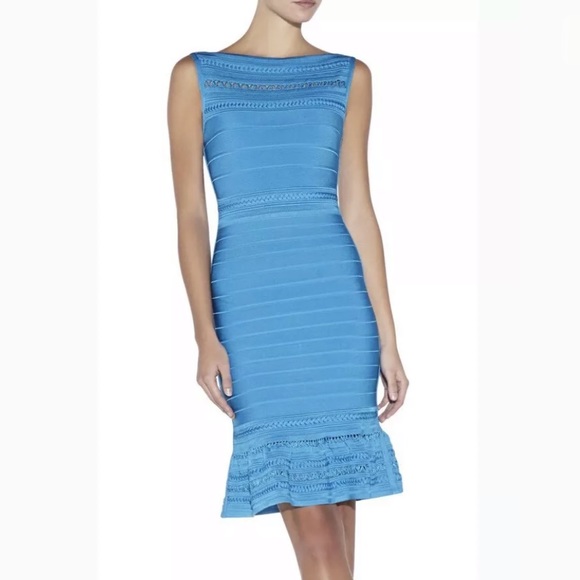 Herve Leger Turquoise Gabbie Bandage Dress - Picture 2 of 9